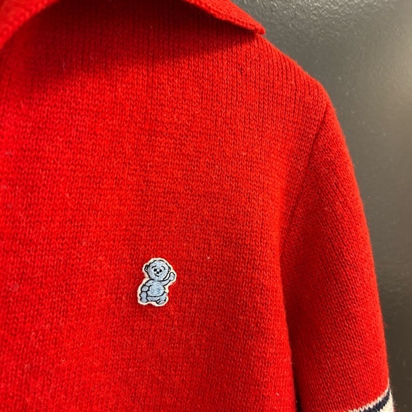 Rossignol M-L vintage wool sweater with tiny bear logo one striped sleeve EVC - Picture 5 of 16